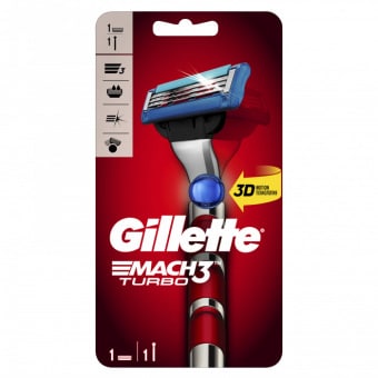 Gillette MACH 3 Turbo 3D Бритва с 1 сменной кассетой Red