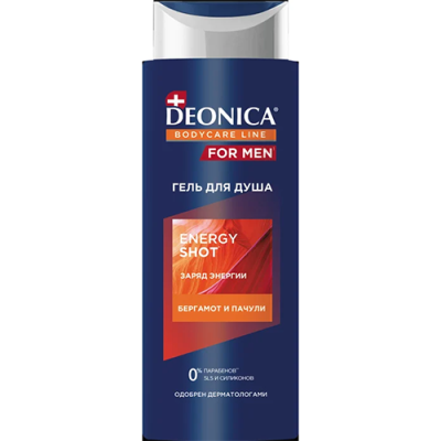 DEONICA FOR MEN Гель для  душа Energy Shot, 250 мл *6 /11-407