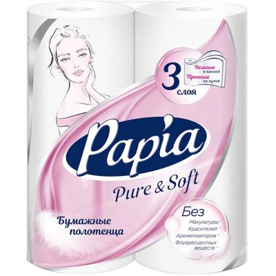 PAPIA Полотенца бумажные "PURE $ SOFT " 3сл 2рул*14