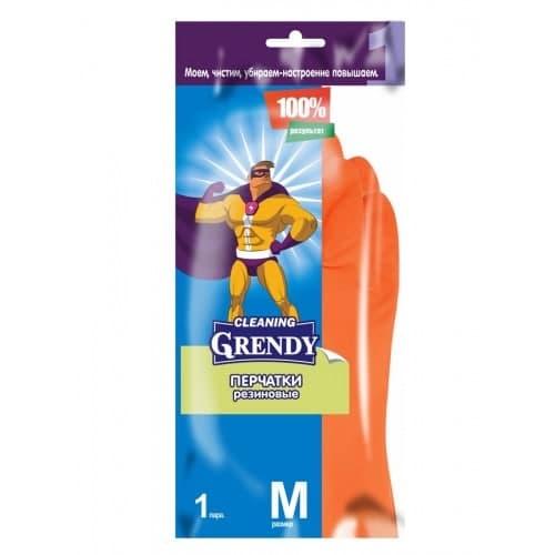 GRENDY Перчатки M хозяйственные резиновые удлиненные