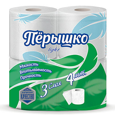 Туалетная бумага Лилия Перышко Light 3сл 4рул*12, белый цв.