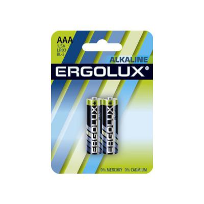 Ergolux Батарейка мизинчиковая ААА Alkaline BL2 LR03 (LR03 BL-2) 1.5B/ 2шт *10