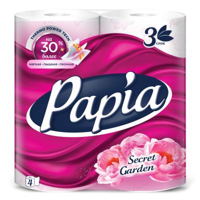 PAPIA Туалетная бумага "Secret Garden" 3сл 4рул*14