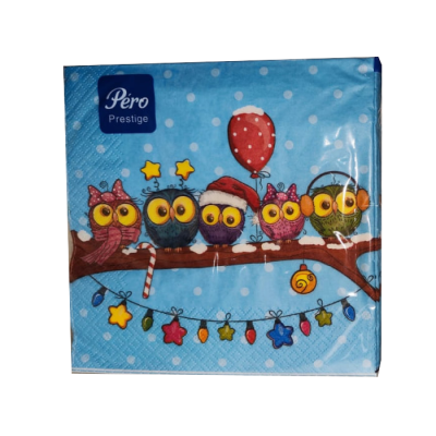 Салфетки Pero Prestige 33х33  "Совята" 3 сл 20л 12 в тр.уп.