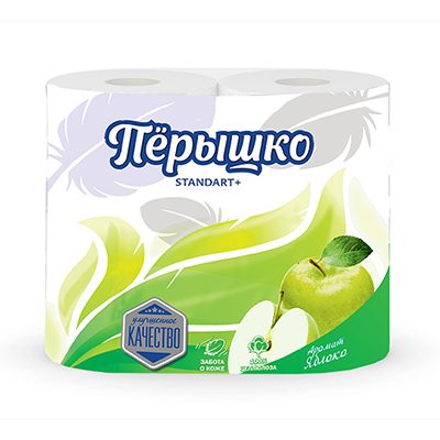 Туалетная бумага Лилия Перышко Standart Яблоко 2сл 4рул*12, белый цв. (аромат яблоко)