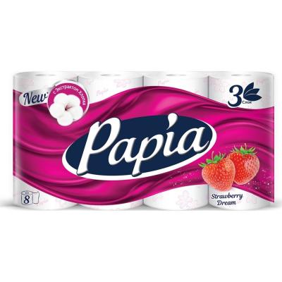PAPIA Туалетная бумага "Клубничная мечта" 3сл 8рул*7