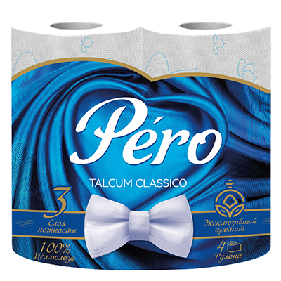 Туалетная бумага Pero TALCUM 3сл 4рул*12 16,3м ,белый цв. прокрасом 15 гр