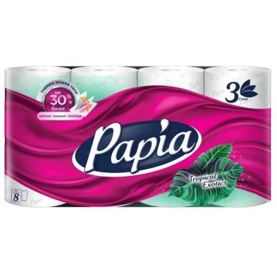 PAPIA Туалетная бумага "Тропическая экзотика" 3сл 8рул*7