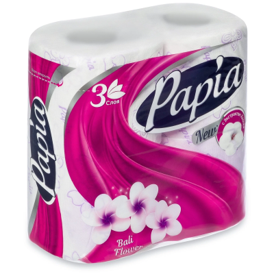 PAPIA Туалетная бумага "Цветы Бали" 3сл 4рул*14