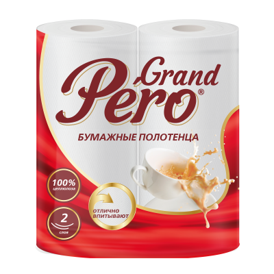 Полотенца бумажные GrandPero 2сл 2рул*12 в тр.уп. белый цв.