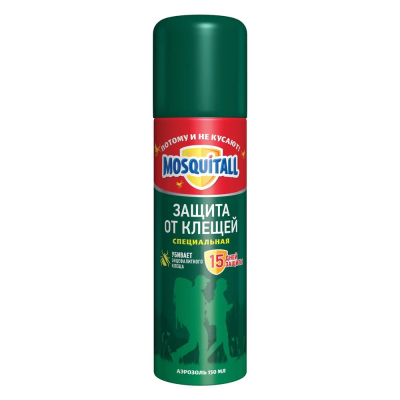 MOSQUITALL Аэрозоль "Защита от клещей" 150 мл  (12) дизайн 2018  /07-003