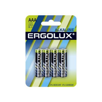 Ergolux Батарейка мизинчиковая ААА Alkaline BL4 LR03 (LR03 BL-4) 1.5B/ 4шт *10
