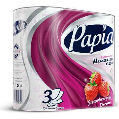 PAPIA Туалетная бумага "Клубничная мечта" 3сл 4рул*14