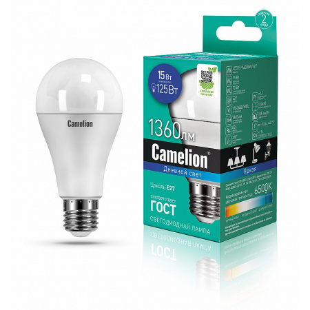 Camelion Эл.лампа светодиодная LED15-А60/865/E27 (15Вт 220В)