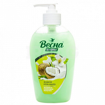 ВЕСНА Крем-мыло жидкое туалетное Ассорти "Жасмин и кокосовое молочко" 500 гр ном.5221