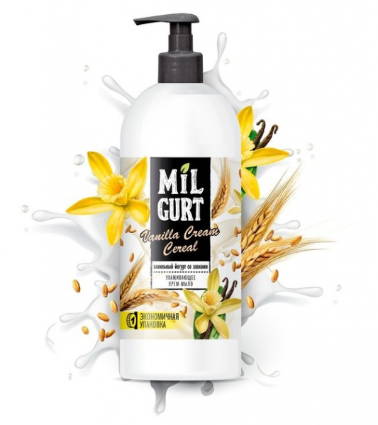 Жидкое крем-мыло MILGURT ванильный йогурт со злаками 860 г., ном.5192