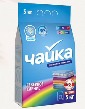 Чайка Стиральный порошок автомат "Северное сияние" 5кг для цветного /3шт