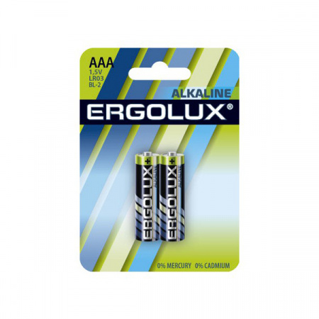 Ergolux Батарейка мизинчиковая ААА Alkaline BL2 LR03 (LR03 BL-2) 1.5B/ 2шт