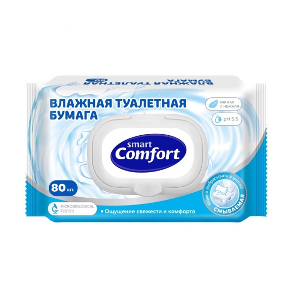 Smart comfort №80 Влажная туалетная бумага 72956