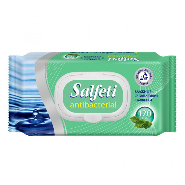 Salfeti antibacterial №120 Влажные салфетки с пластиковым клапаном очищающие 30646