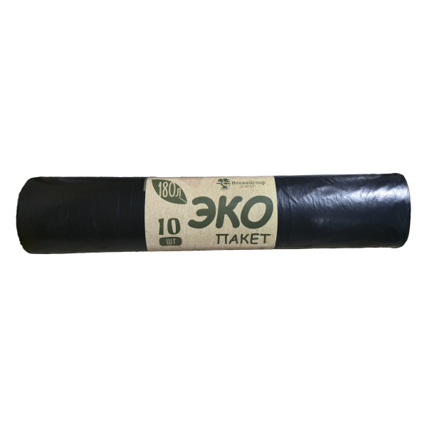 ЭКО Мешки мусорные 180л. повышенной прочности 90см*105см, ПВД, черные (10шт/рул) (16рул/упак)