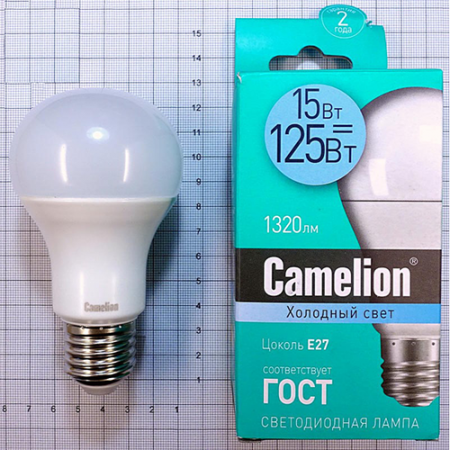 Camelion Эл.лампа светодиодная LED15-А60/845/E27 (15Вт 220В)