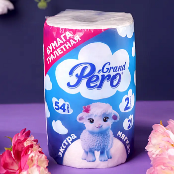 Туалетная бумага GrandPero 2сл 2рул, 30шт.в тр.уп. белый цв. 