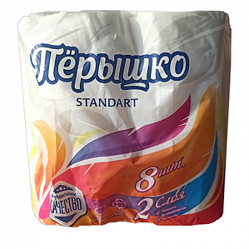 Туалетная бумага Лилия Перышко Standart 2сл 8рул*8, белый цв. (белый цв.А)