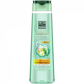 Чистая Линия Шампунь Сила 5 трав Мицеллярный для всех типов волос 400мл (12шт)