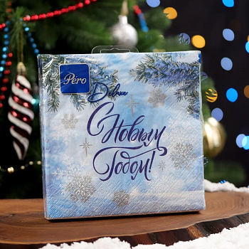 Салфетки GrandPero Deluxe 33х33  "Новогодний лес" 3 сл 20л 12 в тр.уп.