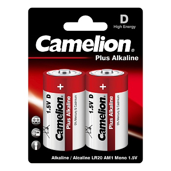 Camelion Батарейка LR 20 Plus Alkaline BL-2 (LR20-BP2) 1.5B (D) 2шт *6 /1654