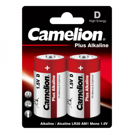 Camelion Батарейка LR 20 Plus Alkaline BL-2 (LR20-BR2) 1.5B 2шт