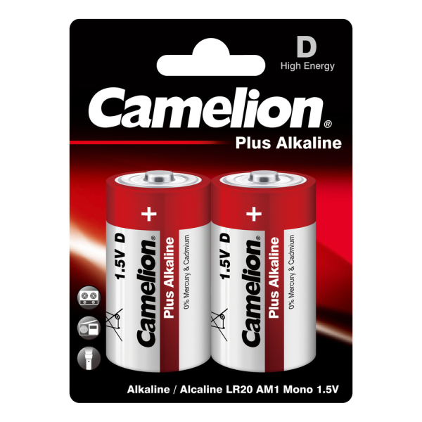 Camelion Батарейка LR 20 Plus Alkaline BL-2 (LR20-BR2) 1.5B 2шт