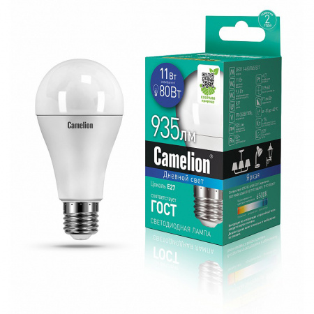 Camelion Эл.лампа светодиодная LED11-А60/865/E27 (11Вт 220В)