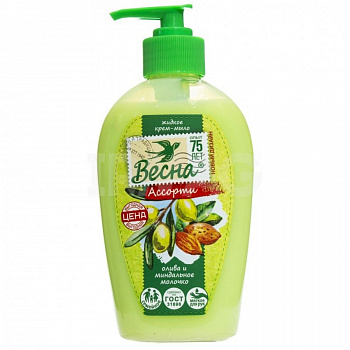 ВЕСНА Крем-мыло жидкое туалетное Ассорти "Олива и Мидальное молочко" 500 гр ном.5218