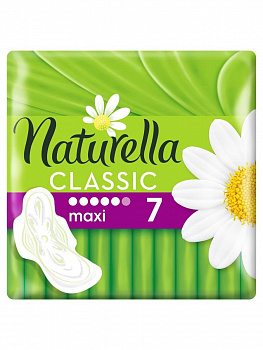 NATURELLA Classic Женские гигиенические прокладки с крылышками "Camomile Maxi Single" 7шт