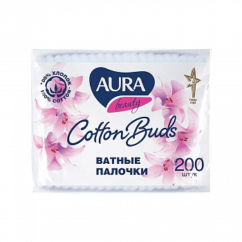 AURA BEAUTY Ватные палочки пакет 200 шт *48