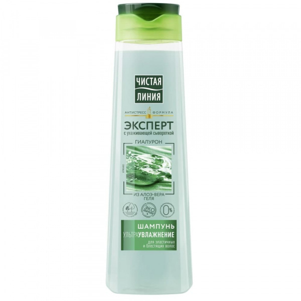 Чистая линия Шампунь Эксперт Гиалурон из Алоэ-Вера геля Увлажнение  400мл (12шт)