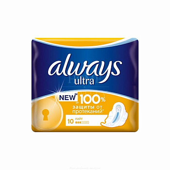ALWAYS Ultra Женские гигиенические прокладки "Light Single" 3 Капли 10 шт /16шт