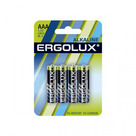 Ergolux Батарейка мизинчиковая ААА Alkaline BL4 LR03 (LR03 BL-4) 1.5B/ 4шт