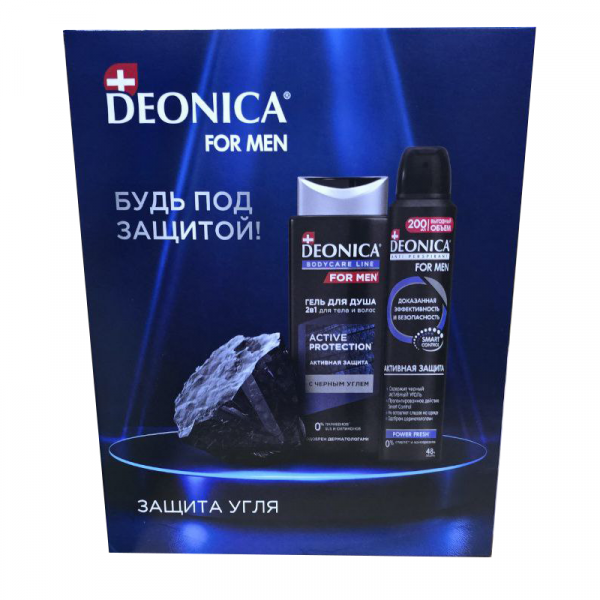 DEONICA Подарочный набор FOR MEN Защита угля ( АТ спрей+ гель для душа) 2024