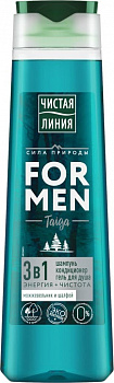 Чистая Линия Шампунь+Кондиц +Гель для душа МУЖ Энергия и Чистота (Тайга) 400мл (12шт)