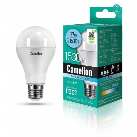 Camelion Эл.лампа светодиодная LED17-А65/845/E27 (17Вт 220В)
