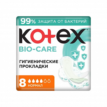 Kotex BIO-CARE Женские гигиенические прокладки  "Normal" (8шт) 
