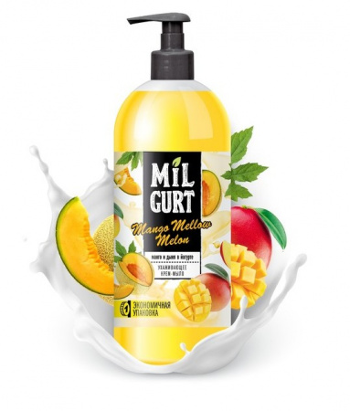 Жидкое крем-мыло MILGURT манго и дыня в йогурте 860 г., ном.5193