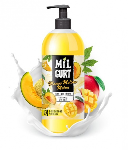 Жидкое крем-мыло MILGURT манго и дыня в йогурте 860 г., ном.5193