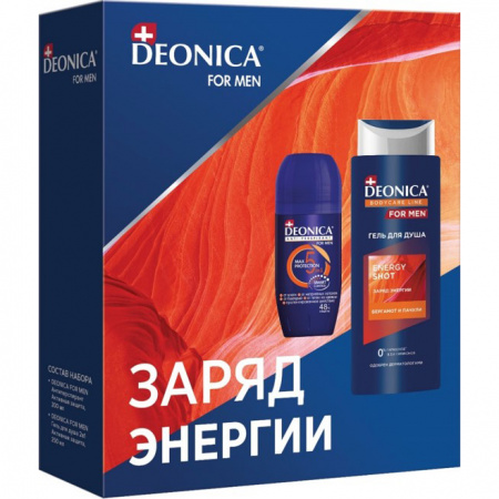 DEONICA Подарочный набор FOR MEN Energy shot (гель для душа + АТ ролик) 2023
