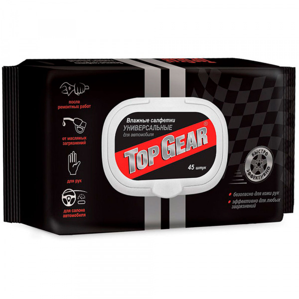 Top Gear №45 Влажные салфетки универсальные автомобильные 30107