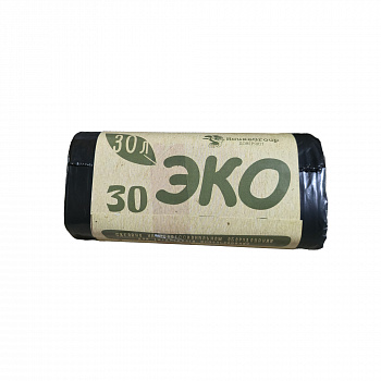 ЭКО Мешки мусорные 30л. повышенной прочности 50см*55см, ПНД, черные (15шт/рул) (30рул/упак)