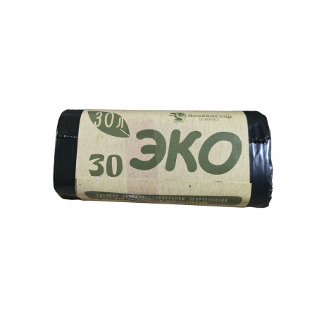 ЭКО Мешки мусорные 30л. повышенной прочности 50см*55см, ПНД, черные (30шт/рул) (20рул/упак)
